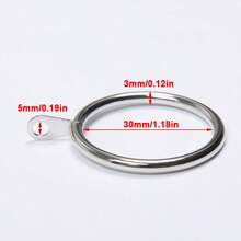 60X Metal Curtain Rings Hanging Hooks Curtains Rods Pole Voile Heavy Duty Rings - Silver - View 3