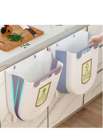 6L/10L Collapsible Trash Can Wall Mounted Slim Trash Can With Trash Bag Container Plastic Hanging Trash Can For Kitchen Bathroom Camping Car Accessory Foldable Trash Can Large-Capacity Material Easy-To-Clean For Motorhome Home Car Kitchen