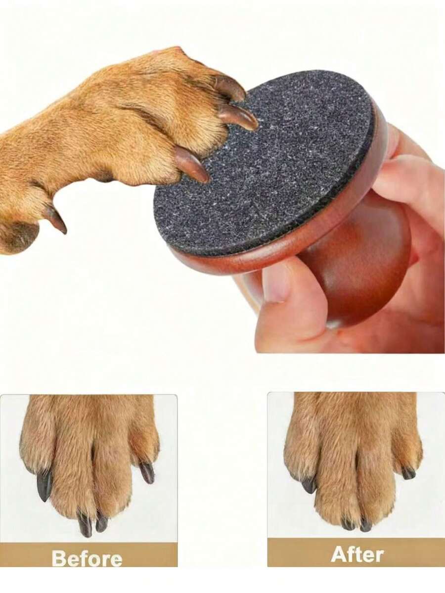 1 件木制狗抓板，可拆卸宠物指甲修剪板，圆形木制狗美容清洁工具