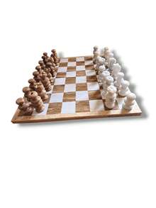 Ajedres De Marmol Artesanal 30Cm - Caqui - Ver 1
