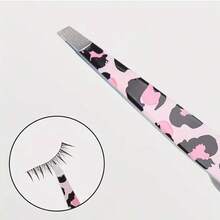 4Pcs Portable Beauty Tweezers Set, Eyebrow Tweezers Facial Hair Removal Clips, Stainless Steel Flat Angled Tip Eyebrow Eyelash Makeup Tweezers Beauty Tools, Available All Year Round - 粉紅黑色 - 查看 5
