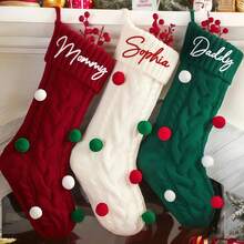 Personalized Christmas Stockings, Customizable Name Christmas Stockings, 2025 Embroidered Knitted Christmas Stockings, Christmas Family Stockings, Lettered Stockings, Holiday Stockings, Personalized Christmas Ornaments, Christmas Home Decorations, Christmas Family Gifts