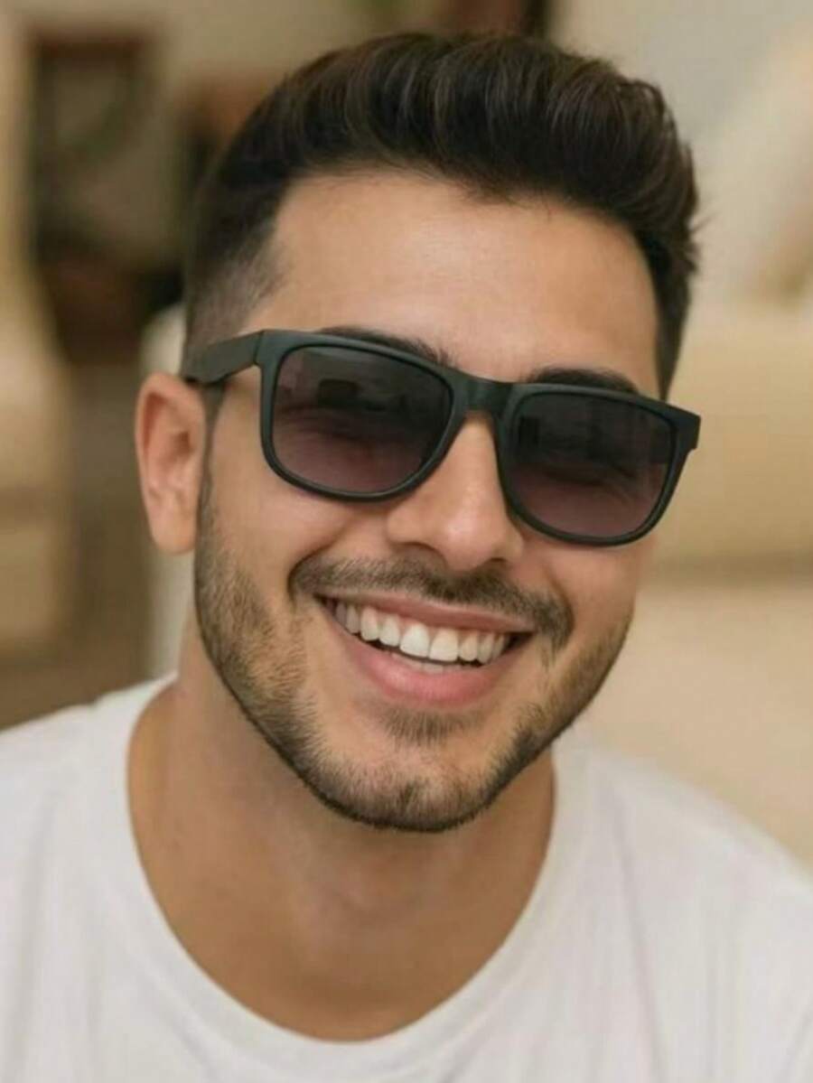 Men's Classic Square Black Justin Style Sunglasses Modern And Comfortable - Black - View 1