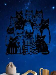 Whimsical Cat Metal Wall Art - Perfect Gift For Cat Lovers, Ideal For Housewarming, Thanksgiving & Christmas Decor