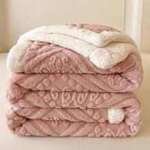 1pc Double-Layer Thick & Super Soft Petting Cat Faux Fur Blanket, European Style Flannel Sherpa Throw Blanket, Stylish & Warm For Bedroom, Living Room, Sofa, Office Nap, Christmas, Halloween Decor, Travel, Machine Washable