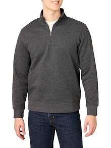 Men's Long-Sleeve Quarter-Zip Pullover Fleece Sweatshirt, Style - 炭灰色石南花 - 查看 11