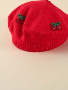 1pc Baby New Autumn/Winter Beret Hat, 1-4 Years Old, Fashionable Christmas Style Baby Boy/Girl Floral Decor Hat