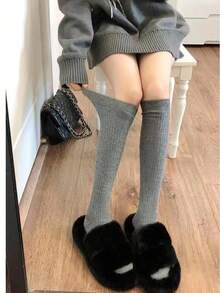 1/2/3 Pairs Women Calf Socks, Sexy Knee HighSocks, Solid Color Long Boot Socks For Spring, Summer,Autumn.Warm Calf Socks,Fall