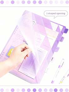 6-Ply Transparent L-Folder With Pink And Purple Gradient Design - A4 Subject Divider, Exam Paper Organizer For School, Office And Home - Durable Plastic File Organizer With Tab Space, Office Accessories | Transparent Folders | Functional Folders - Multicolor - View 1