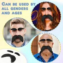 Christmas Realistic Self-Adhesive Fake Beard And Eyebrows, Role Play And Holiday Party Beard Decorations, Photo Props, Funny Beard Costume - Funny Gentleman With Yellow Beard - View 9
