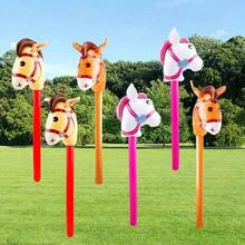 95cm 4 Inflatable Horse-Head Game Sticks, Brown Black/White/Pink PVC Stage Performance Props/Party Entertainment Horse-Head Inflatable Sticks, Party Games, Party Gifts, Team Games, Outdoor Games, Halloween Gifts, Christmas Gifts