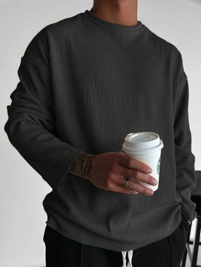 男士老款男士休闲运动条纹长袖衬衫