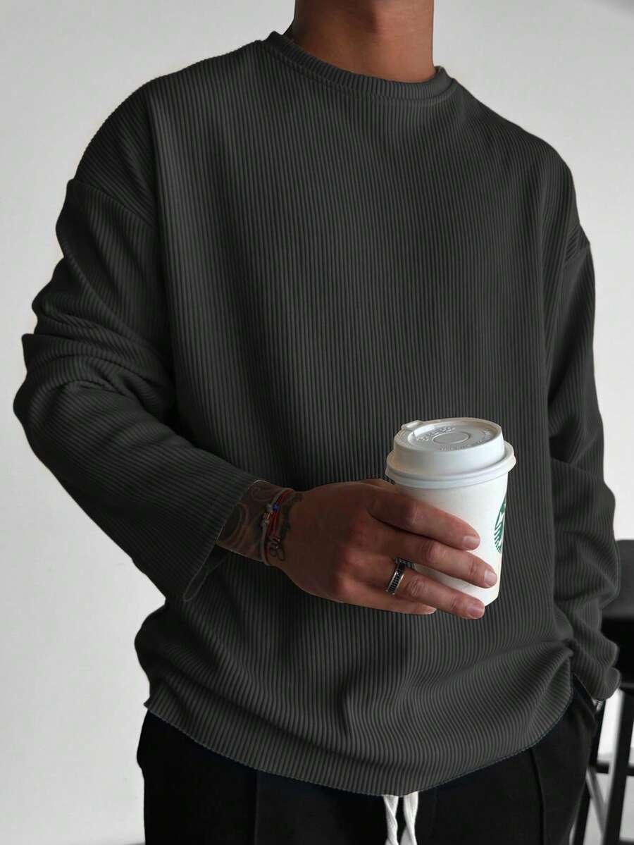 男士老款男士休闲运动条纹长袖衬衫