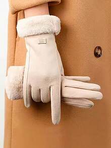 1pair Women's Autumn And Winter Warm GlovesTouchable Gloves Padded And Thickened Wind ChillPrevention Students Cute Riding Electric Car Gloves WammAnd Comfortable Suitable For Sports And Daily Use,Styles Shipped Randomly