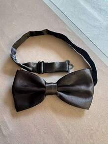 1pc Men's Bow Tie, Groomsman, Groom, Wedding Party Bow Tie (Random Placement Of Hidden Clasp On Side Or Center) - Black - View 5