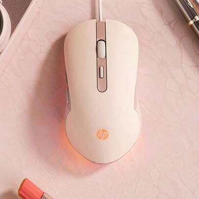 HP Chuột chơi game có dây M280 với đèn RGB tùy chỉnh, theo dõi quang học có độ chính xác cao, tay cầm chống trượt, USB cắm và chạy, thiết bị ngoại vi chơi game đa năng, màu hồng có âm thanh