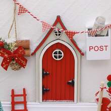 Miniaturowy zestaw drzwi do ogrodu w kształcie elfa z wróżką bożonarodzeniową, miniaturowe ozdoby świąteczne, modele rekwizytów scenicznych, dekoracje do domku dla lalek, akcesoria BJD, dekoracje świąteczne