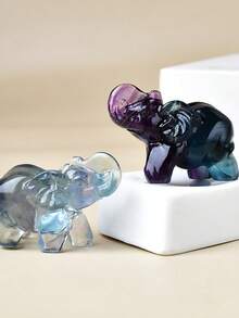 Exquisite Natural Crystal Carved Elephant, Unique Design, Healing Crystal, Gemstone With Contained Energy, Energy Healing Meditation Stone, Perfect For Home Decor And Gift, Portable, Also Ideal For Holiday Gifts, From CUPIDCRYSTAL Brand. - Crystal (3.5cm/1.38in) - View 8