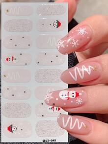 Snowflak Nail Polish Strips Christmas Gel Nail Stickers Glitter Snow Flak Full Nail Wraps Xmas Nail Art Design Gel Nail Wraps Gel Nail Strips Stickers For Christmas Manicure Salon Nails - Multicolor - View 1