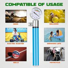 Bomba de Bicicleta con Manómetro,Bomba de Bicicleta portátil,Bomba de Aire de Alta presión de 120PSI con Soporte de Montaje,Bomba de Bola con Aguja,para Infla Neumáticos,MTB - azul - Ver 5