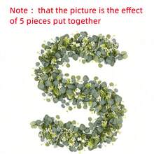 1pc/2pcs/3pcs/5pcs, 70.86 Inches/5.9 Feet Home Decor Artificial Table Vines,Green Eucalyptus Flower Crown With Silver Dollar Eucalyptus Leaves And Gypsophila Flower Crown Centerpieces Artificial Flowers Vines Plastic, Valentine Day, Gift Gifts Birthday Graduation - Green - View 3