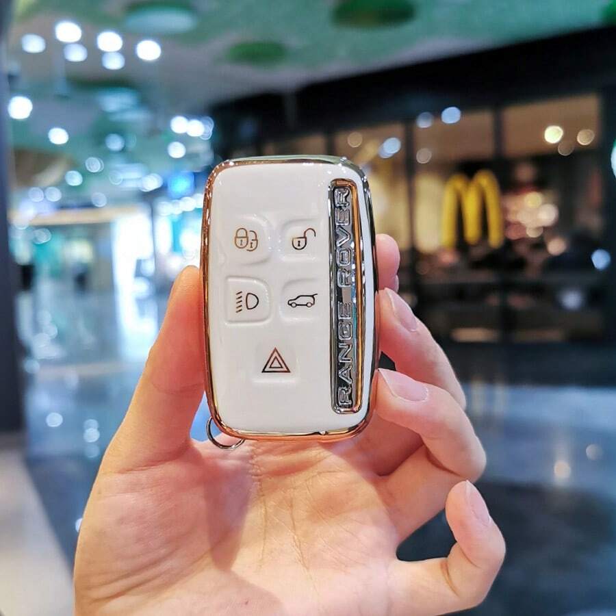 1pc TPU Material Dedicated Car Key Case, 5-Button Car Key Anti-Drop Protective Cover, Suitable For Land Rover Range Rover Evoque/Defender/Discovery 2 Models - Multicolor - View 1