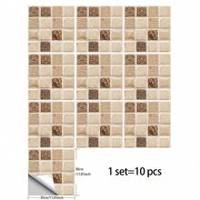 10 miếng dán tường hình gạch mosaic, giấy dán tường phẳng bằng PVC hiện đại, dễ dán, thích hợp cho nhà cửa, nhà bếp, phòng ngủ, trang trí tường. - Nhiều màu - Xem 11