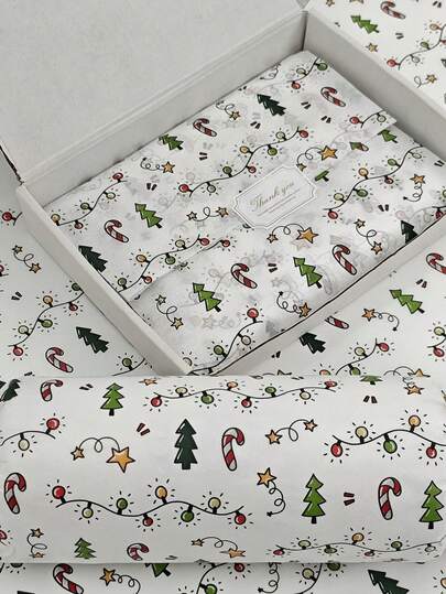 5/10/20/40pcs Christmas Lights Pattern Tissue Paper, Christmas Tree, Candy, Star -19.69 Inches * 13.78 Inches, Handmade Wrapping Paper, Easy To Protect Items, Gift Box Filler, Party Decoration - Christmas Style Design, Durable Packaging, Holiday Packaging, Holiday Decoration