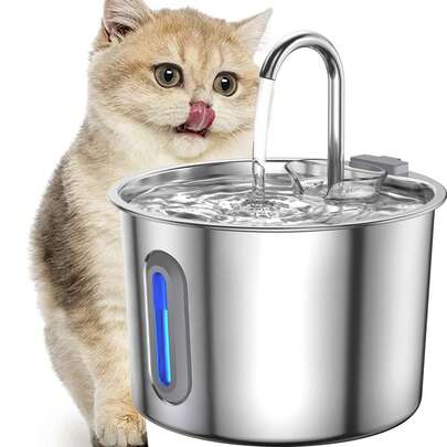 Huini Cat Water Fountain For Drinking: Quiet Cat Water Fountain Stainless Steel - 2.2L Cats Fountains - Pet Waterer Fountains - Vailable For Dogs And Cats