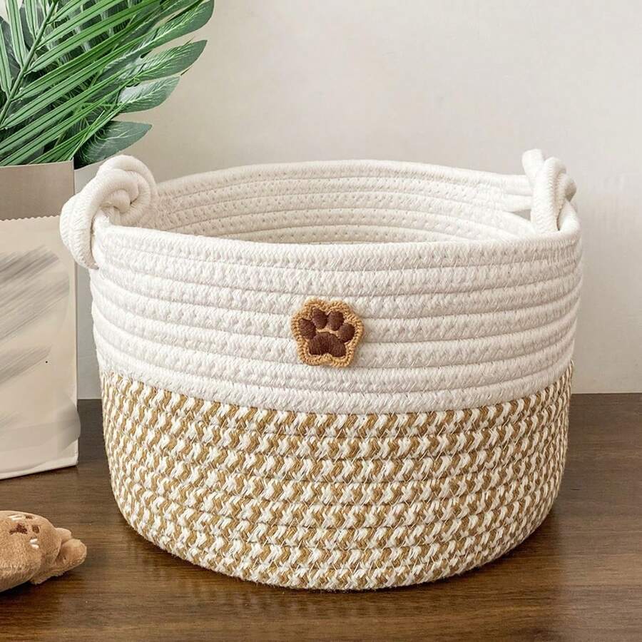 Cesta de almacenamiento de juguetes de peluche para mascotas con adhesivo - Caja de almacenamiento de juguetes para mascotas, cesta de almacenamiento espaciosa para mascotas - Organizador plegable de uso múltiple con asa resistente, adecuada para juguetes, ropa y suministros de aseo de perros - Diseño fácil de limpiar, creando un hogar ordenado, almacenamiento premium de juguetes, golosinas, accesorios y ropa sucia para mascotas sin desorden