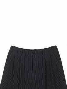 Men's Street Style Striped Wide Leg Pants, Fashionable Draping Straight Leg Casual Business Striped Wide Leg Trousers, Autumn/Winter - Black - View 4