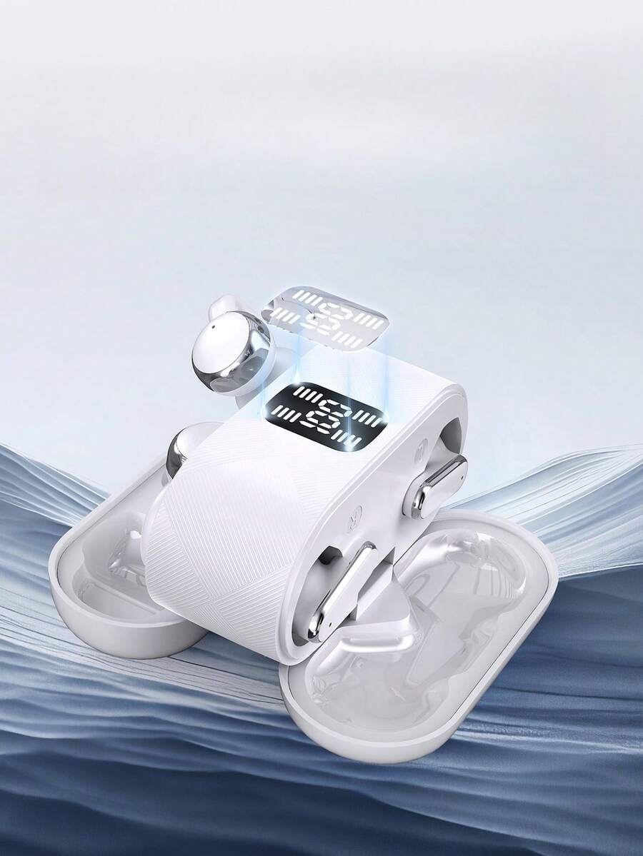 真無線夾耳式睡眠耳機，附智慧耳塞，Hi-Fi Dolby 低音藍牙 6.0 耳夾式耳機，HD 立體聲通話，相容 Android，運動耳夾式耳機