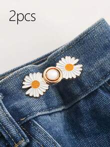 2pcs Women's Alloy Waist Buckle Combination - Pants Waist Circumference Reduction Tool, Anti Light Out Fixed Buckle, Detachable Seam Free Closure, Adjustable Waist Circumference Change From Large To Small Closure, Suitable For Jeans And Skirts, Flower Combination Waist Closure Buckle - Multicolor - View 11