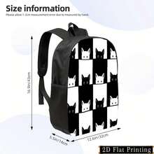 Stylish Unisex Backpack With Black & White Cat Print - Lightweight Large Capacity Daypack, Adjustable Straps & Side Pockets, Foldable Design For School, Travel, Commuting, Casual Daypack, Playful Design, Zipper Closure, Durable Construction, Commuting Bag,  Daypack, Hand Washable, Young Adults - 混合顏色 - 查看 4