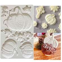 1 pieza Molde de silicona elegante de calabaza y hoja verde para Halloween, herramienta para decorar pasteles de fondant, molde de silicona, molde para caramelos, magdalenas y chocolate, accesorios de cocina, herramienta de repostería - Gris Claro - Ver 7
