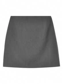 2025春夏百搭侧拉链女式休闲裙 - 灰色 - 查看 7