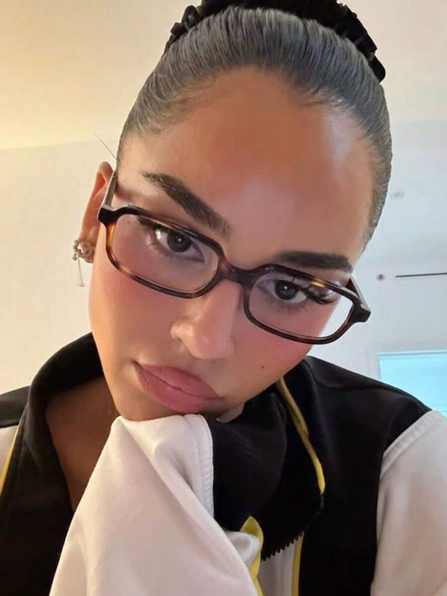 1 Pair Women's Retro Leopard Print Square Frame Glasses, Made Of PC Material, Lightweight, Y2K Style, Suitable For Daily Office Commute, Back To School Season, Gaming, Parties, Campus Life - A - View 1