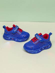 Zapatos deportivos de cuero con iluminación LED para bebés, adecuados para niños y niñas - Casual, con amortiguación de impactos, antideslizantes para todo el año para correr y caminar al aire libre