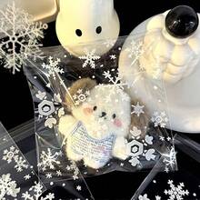 100/200pcs Snowflake Self-Sealing Bags - Durable Polypropylene Clear Plastic Envelopes With White Snowflake Print For Gift Wrapping, Holiday Cards, Small Business Packaging , Christmas Gift Bags - Multicolor - View 6