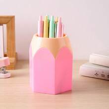 1 pieza Soporte creativo para bolígrafos, papelería de oficina y aprendizaje para estudiantes, cubo de almacenamiento de gran capacidad para el escritorio, portaplumas grande, de color contrastante, soporte grande para bolígrafos, herramienta de almacenamiento para tocador