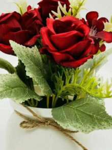 Artificial Rose Potted Plant 1pc For Living Room Multi-Color Optional - White - View 9