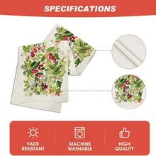 Mantel de mesa de Navidad con acuarela de acebo, decoración de mesa de cocina y comedor de temporada de invierno y vacaciones para uso en interiores y exteriores en fiestas en el hogar