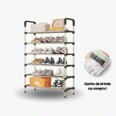 Sapateira 6 Andares Portátil com Estrutura Metálica Organizador de Sapatos para Casa Quarto Prático e Resistente