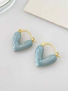 1 Paar Legierung Herz-förmige einfarbige Ohrklemmen, süße und sanfte Öltropfen Ohrringe, Braut Ohrringe, Brautjungfer Geschenke, geeignet für den täglichen Gebrauch und verschiedene Anlässe.