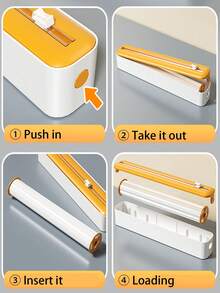 1个磁吸式保鲜膜分配器，带切割器，二合一厨房保鲜膜分配器，保鲜袋切割支架，多功能保鲜膜分配器，带滑动切割器的塑料保鲜膜分配器，可重复填充的吸盘式保鲜膜切割器 - 彩色 - 查看 9