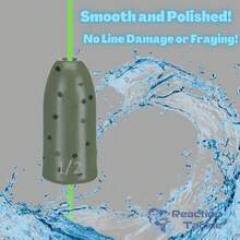 Pesos de Gusano de Tungsteno Reaction Tackle para Pesca de Lubina - Plomos en Forma de Bala para Texas y Carolina Rig - Calabaza verde - Ver 6