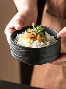 1 Marble Patterned Bowl, High-End Single Serving Grain/Rice Bowl, Suitable For Creative Rock Patterned Bowls In Kitchens And Restaurants, High-End Home Feel, Single Person Rice Bowl, New Plastic Bowl, Dessert Bowl, Commercial Black Bowl, Small Bowl