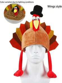 1pc Turkey Hats For Woman Man Thanksgiving Hat With Head Thanksgiving Party Favors Supplies Fun Plump Turkey Hat Legs And Tail Fancy Dress Accessory Trot Accessory Toy For Holiday Gift