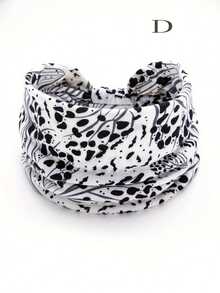 1 pieza Diadema ancha de estilo bohemio con estampado de leopardo para mujeres, turbante, banda elástica con nudo, accesorios para el cabello antideslizantes para hacer ejercicio