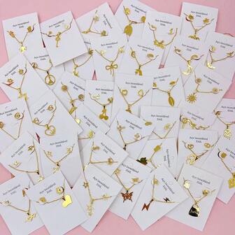 Juego de 10 piezas de pendientes y collar de acero inoxidable minimalista para mujer, con estilos elegantes y lindos de corazón y cereza mezclados, juego de joyas de múltiples piezas para fiesta, boda, uso diario, accesorios de moda, entrega aleatoria